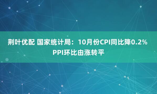 荆叶优配 国家统计局：10月份CPI同比降0.2% PPI环比由涨转平